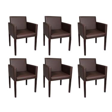 Imagem de Kit 6 Poltronas Nina Executiva Em Tecido Sintético - Marrom Café - Cor: Marrom