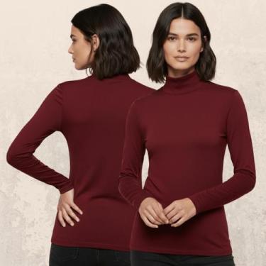 Imagem de Camiseta Feminina Térmica Gola Alta Manga Longa Proteção Uv Blusa Segu