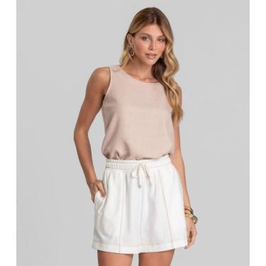 Imagem de Shorts Saia Feminino em Molecotton Denim Dianna Bege, G, Bege