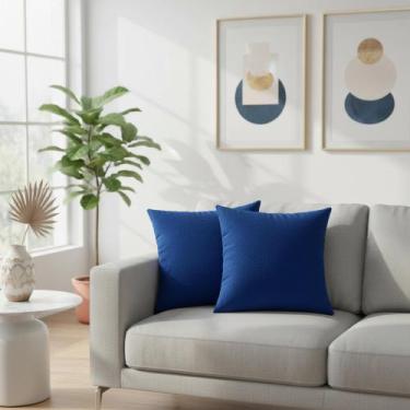 Imagem de Capas de Almofadas 60x60 Tecido Algodão Cor Azul Royal Conjunto 2 Peça