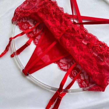 Imagem de Calcinha Renda Fio Dental Com Cinta Liga Para Meias 7/8 - Like4you, Un