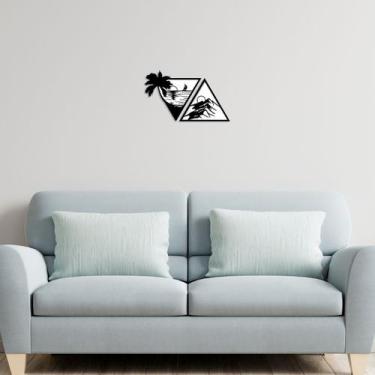 Imagem de 2 quadros alto relevo praia vasado decorativo parede - JABB