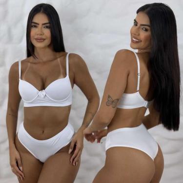 Imagem de Conjunto de Lingerie Básico Calcinha Tanga com Forro em Algodão Confor