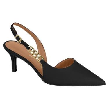Imagem de Scarpin Vizzano Feminino Slingback Bico Fino Salto Corrente Original -