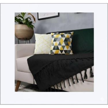 Imagem de Kit Manta Para Sofá Preta+ 2 Capas De Almofada Com Zíper Cor:02 - Dica