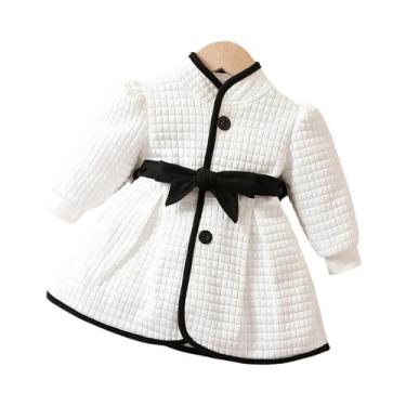 Imagem de Conjunto De Vestido Térmico Preto E Branco Para Meninas Com Cinto, Cas