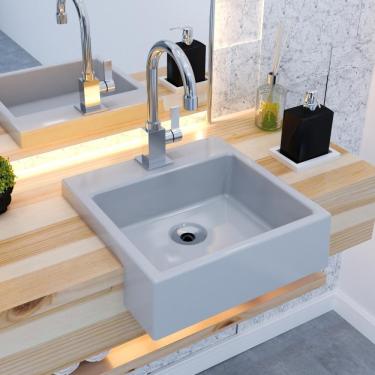 Imagem de Cuba Semi Encaixe Quadrada Xq355w Colorida Cinza