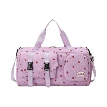 Imagem de Bolsa De Viagem Grande Com Padrão De Morango, Compartimento Para Calça