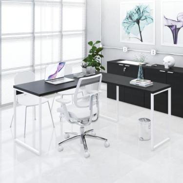 Imagem de Mesa de Escritorio em L Diretor Kuadra 150cm Est.Branca - Metalig