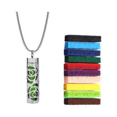 Imagem de Colar Difusor De Óleo Essencial Em Aço Inoxidável Para Mulheres Com Pa