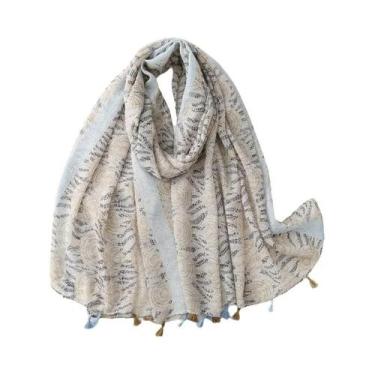 Imagem de Cachecol Aztec Paisley Floral Com Franjas, Viscose, Pashmina, Hijab 18