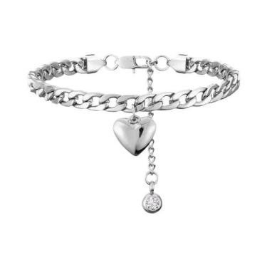 Imagem de Tornozeleira De Aço Inoxidável Cor Dourada Com Elo Cubano Para Mulhere