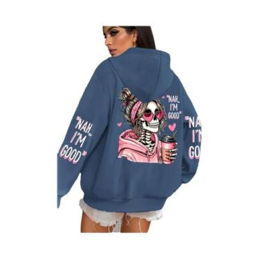 Imagem de Moletom Feminino Multicolorido Com Estampa Engraçada, Casual E Solto, 