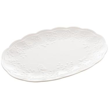 Imagem de Travessa Lyor Butterfly Flower De Porcelana Branco 36,5Cm