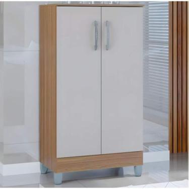 Imagem de Armário Multiuso 2 Portas Pequeno Castanho/Off White - Poquema