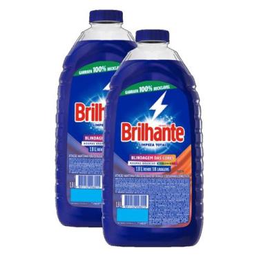 Imagem de kit 2 Detergente Liquido Brilhante Limpeza Total 1.8L