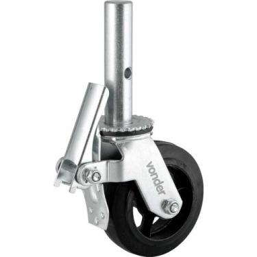 Imagem de Rodízio Para Andaime, Roda em Borracha 6", com Espigão 35 mm x 150 mm 