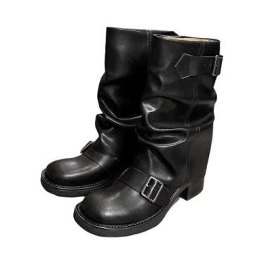Imagem de Botas Femininas Retrô Marrom Estilo Cowboy Ocidental, Botas Curtas De 