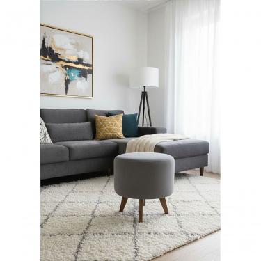 Imagem de Puff Pé Palito Redondo Não é Segredo Veludo Cinza 40x45