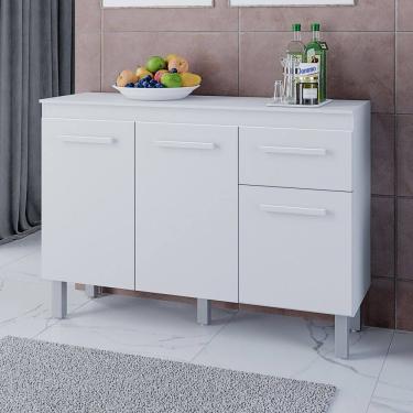 Imagem de Balcão Gabinete Para Pia Vic 118cm 03 Portas 01 Gaveta Sem Tampo Branco - Desk Design