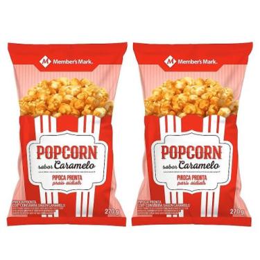 Imagem de Kit 2 Sacos Pipoca Doce Sabor Caramelo Members Mark 270g  Crocante e I