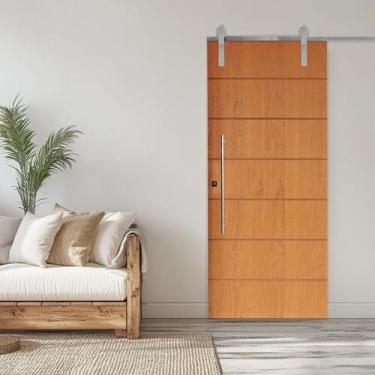 Imagem de Porta Correr 2 Trilhos Soft Aparente Puxador Tubo 60cm 102x210cm Belís