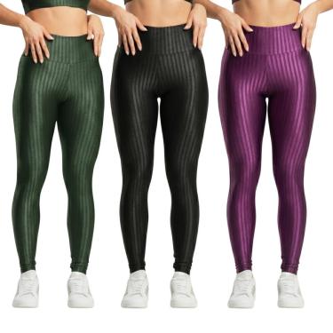 Imagem de KIT 3 Calça Legging New Zig 3D Vekyo Cós Alto Roupa Para Academia Treino Fitness Femini...