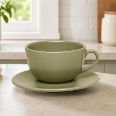 Imagem de Xicaras De Café Chá Pires Unni Oliva Oxford 200ml Kit 12pçs - Genérico