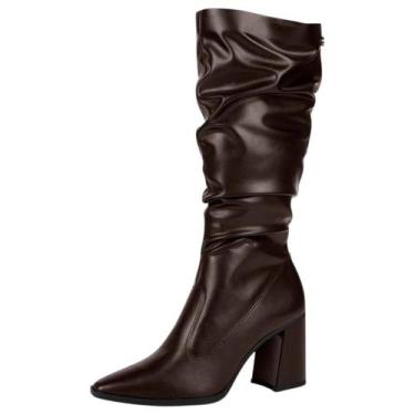 Imagem de Bota Feminina Salto Medio Bloco Fechamento Pratico Dakota, Ristretto, 