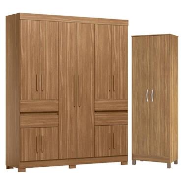 Imagem de Guarda Roupa Casal Vizanno 10 Portas Com Sapateira Multiuso Golden Com Pés Amêndola Tou...