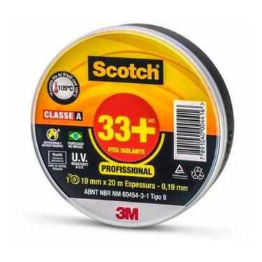 Imagem de Fita Isolante 19mm X 20m 33+ Preta 3m