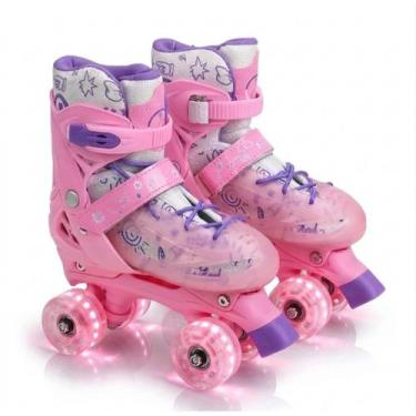 Imagem de Patins Infantil Quad com rodas de Led, tamanhos com regulagem 28 ao 32