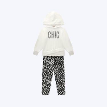 Imagem de Conjunto Moletom Com Capuz E Calça Legging Infantil Menina Milon 20007