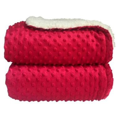 Imagem de Cobertor Infantil de Microfibra Plush com Sherpa Dots Magenta - Donna 