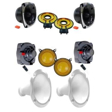Imagem de Kit 2x2 driver tweeter unlike 500 + corneta alumínio reparos, BRANCO
