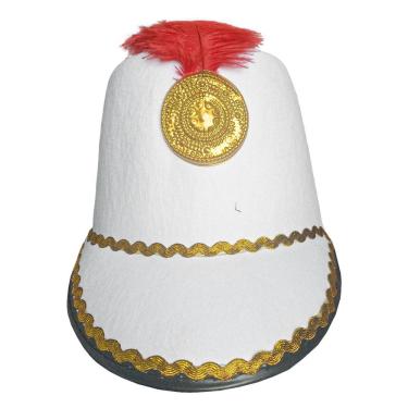 Imagem de Chapéu de Paquita Clássico com Pena em Feltro 18cm de Largura Branco Extra Festas