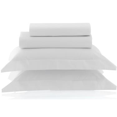 Imagem de Jogo de Cama Vida Bela Queen 4 Peças 100% Algodão Egípcio 200 Fios Liso Branco Kacyumara