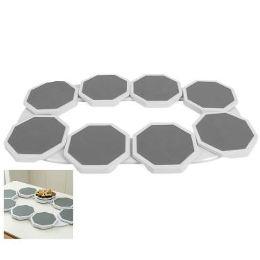 Imagem de Plataforma Giratória BSL3799 360 Graus 8 Bandejas Antiderrapante ABS para Mesa de Jantar Branco Braslu