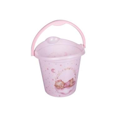 Imagem de Balde De Bebê Infantil Infantil Decorada Ursinho 8 Litros PlasUtil Azu