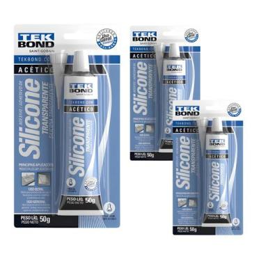 Imagem de 3 Unidades Silicone Acético Incolor 50g Tekbond