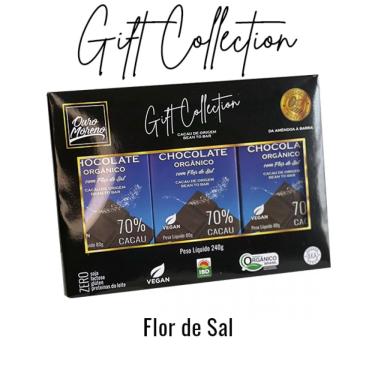 Imagem de Gift Collection Chocolate Orgânico com Flor de Sal 70% cacau com 3 Barras de 80g Ouro Moreno