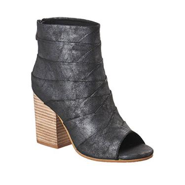 Imagem de Antelope 794 Sandália feminina de couro metálico com tiras cruzadas, Preto, 6-6.5