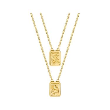 Imagem de Escapulário Aço NSra. do Carmo e São Jorge 15x11mm 60cm Gold IPG