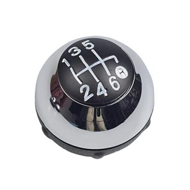 Imagem de 6 Velocidades de Câmbio de Marcha Cabeça de Assento Couro Brilhante Preto Capa, para Fiat 500 500C 2007 - 2018 (Bright Silver, R Marked Abaixo)