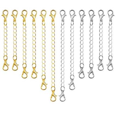 Imagem de Paxcoo 12 peças de corrente extensora joia colar lagosta fechos e fechos para colar pulseira joias materiais de fabricação
