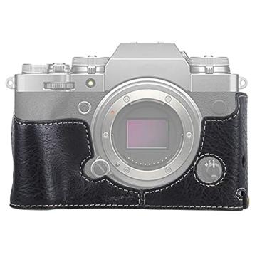 Imagem de HONGYAN capa da câmera 1/4 de polegada Litchi Texture Texture PU Câmara de couro Meia base para Fujifilm X-T4 acessórios para câmera