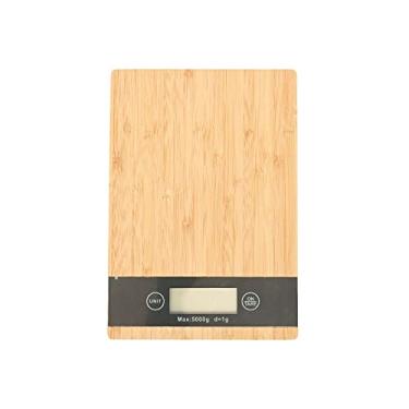 Imagem de Mimo Style Balança Digital de Precisão Bambu para Cozinha Pesa Alimentos em Gramas e Oz, Capacidade de 1g até 5KG - Função Tara Superfície Lisa com Vidro Temperado e Antiderrapante, Moderna e Elegante