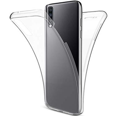 Imagem de IKASEFU Compatível com Samsung Galaxy A70 Capa transparente ultrafina transparente 360 frente e verso proteção total do corpo TPU flexível proteção de silicone à prova de choque, transparente