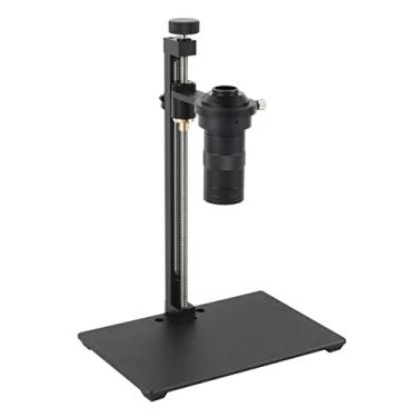 Imagem de Adaptador de microscópio de liga de alumínio portátil microscópio eletrônico suporte de câmera suporte de mesa 50mm anel lente acessórios de microscópio (cor: suporte de microscópio)