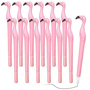 Imagem de 12 peças lindas canetas de flamingo rosa presente criativo caneta de flamingo novidade canetas esferográficas de borracha de plástico tinta preta 0,5 mm para crianças mulheres professoras estudantes namorada flamingo lembrancinhas de festa material escolar